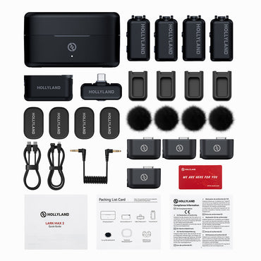 HOLLYLAND LARK MAX 2 COMBO 4-PERSON WIRELESS MICROPHONE SYSTEM FOR CAMERAS AND MOBILE DEVICES(SPACEGRAY)