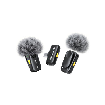 Hollyland LARK A2 Duo Wireless Microphone – 2 Transmitters, USB-C Receiver & Charging Case