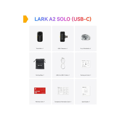 Hollyland LARK A2 Solo Wireless Microphone (1TX + 1 USB-C RX) – Space Gray