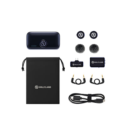 Hollyland LARK M3 Combo 2TX&2RX Wireless Microphone System with 2 Clip-On Mic/Transmitters, 1 USB Receiver & 1 Camera Receiver (2.4 GHz)