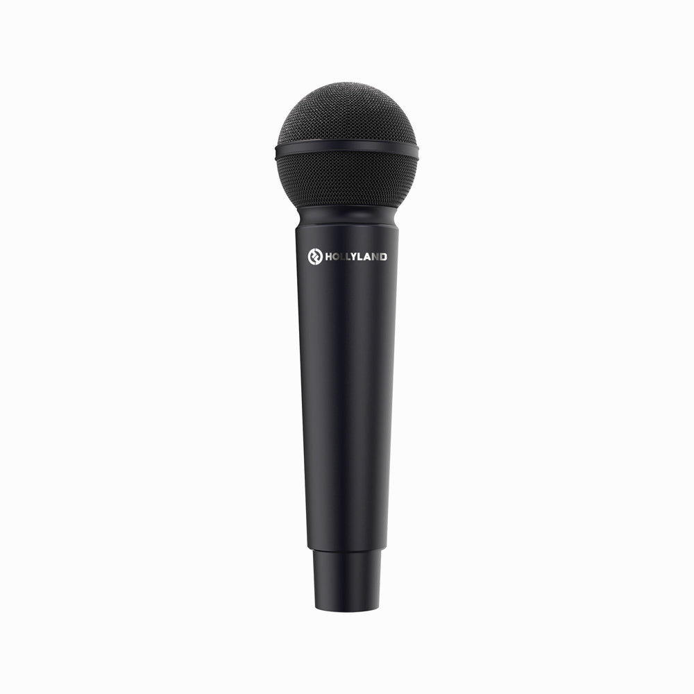 A black handheld wireless microphone with a white 'HOLLYWOOD' logo printed on the side, shown against a plain white background.