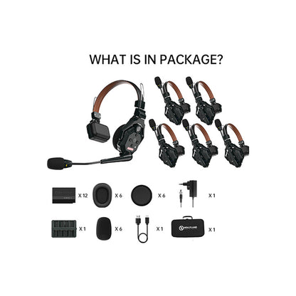 Hollyland Solidcom C1 Pro 6S | Full-Duplex Wireless Intercom System with 6 ENC Headsets