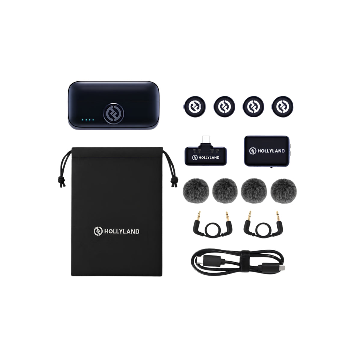 Hollyland LARK M3 Combo 4TX&2RX Wireless Microphone System with 4 Clip-On Mic/Transmitters, 1 USB Receiver & 1 Camera Receiver (2.4 GHz)
