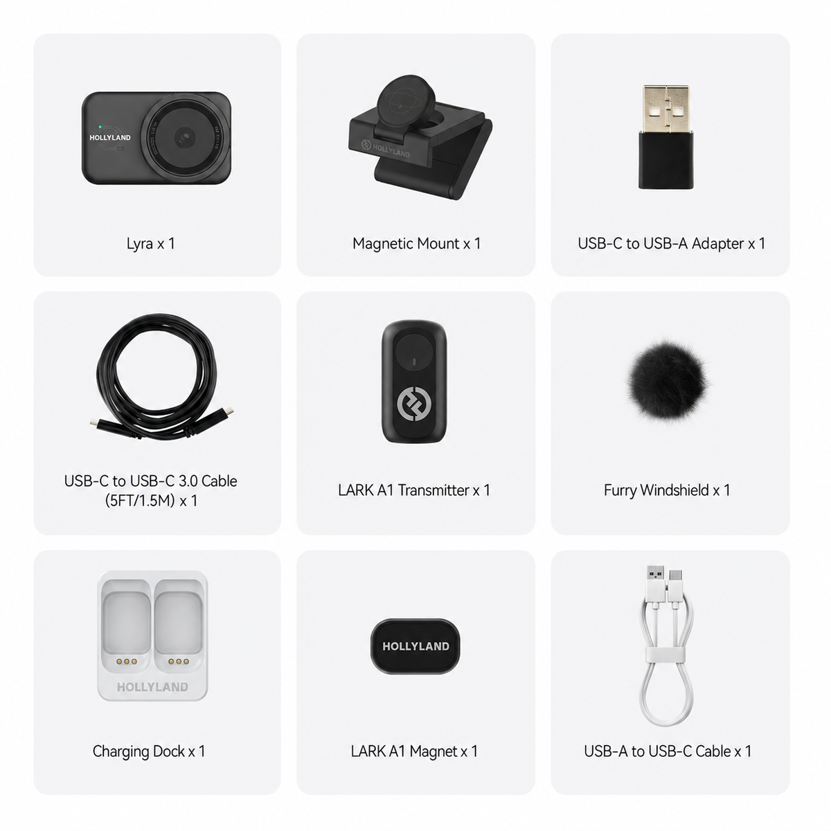 Hollyland Lyra UHD 4K Webcam Streaming Bundle with LARK A1 Wireless Microphone (Black)