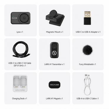 Hollyland Lyra UHD 4K Webcam Streaming Bundle with LARK A1 Wireless Microphone (Black)