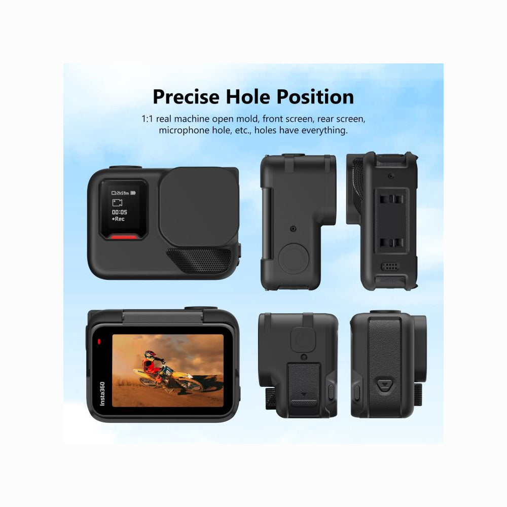 Insta360 Ace Pro 2 PULUZ Body Silicone Protective Case with Lens Cap & Strap (Black)-PU745B