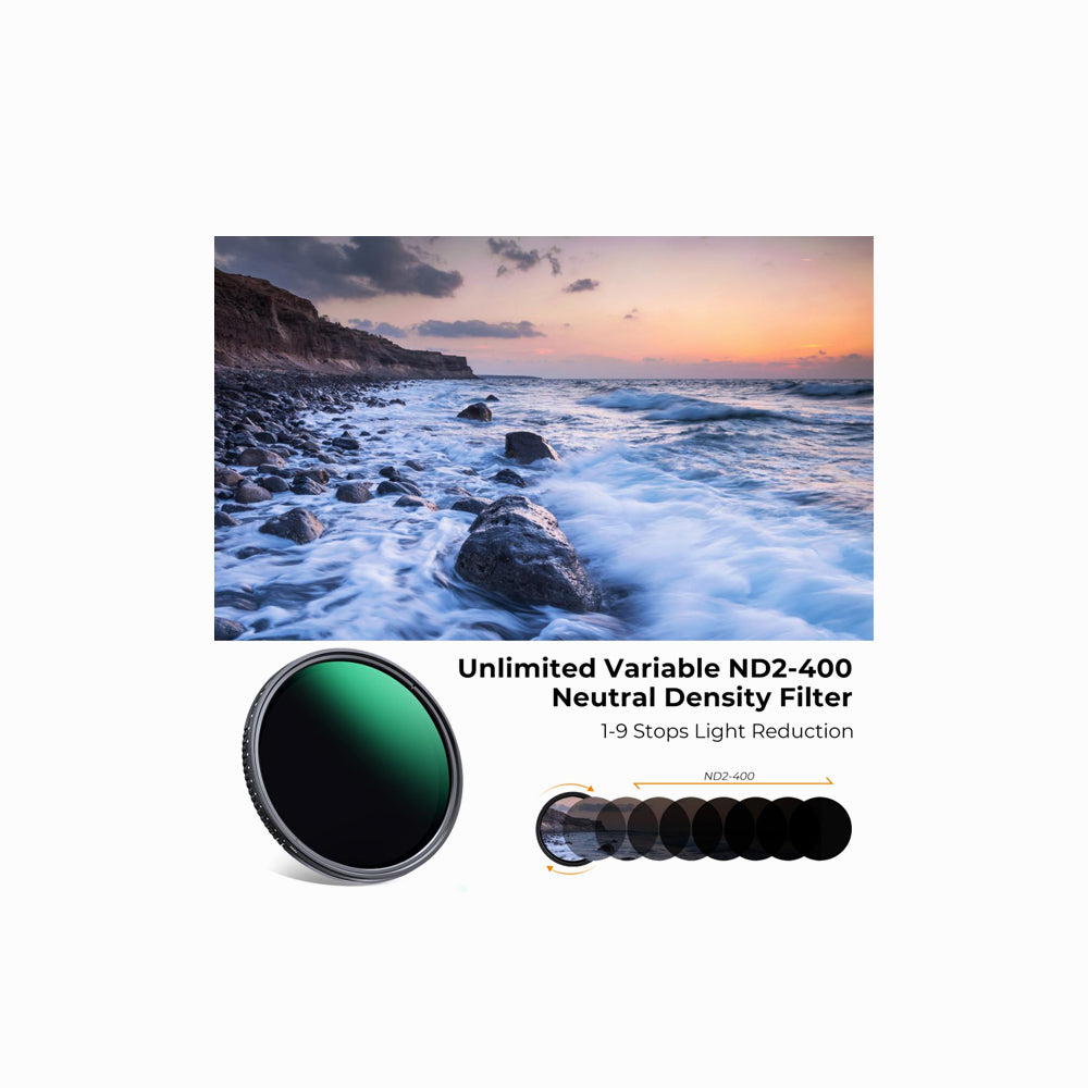 K&F Concept 82mm ND2-ND400 Variable Filter (1-9 Stop), 24 Layers of Nano-Dazzle Series (KF01.2363V1)