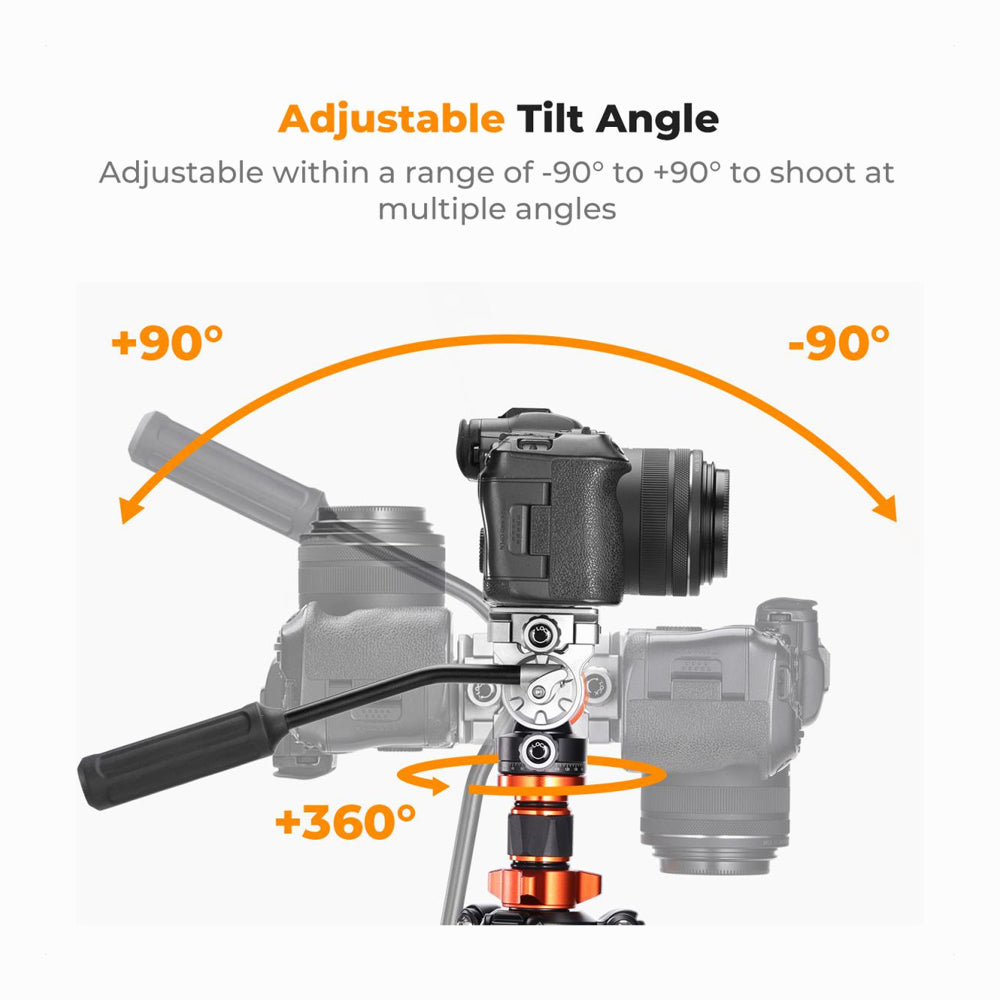 K&F Concept O255C4+FH-03 Carbon Fiber Lightweight Camera Tripod with Hydraulic Video Tripod Head (KF09.158)
