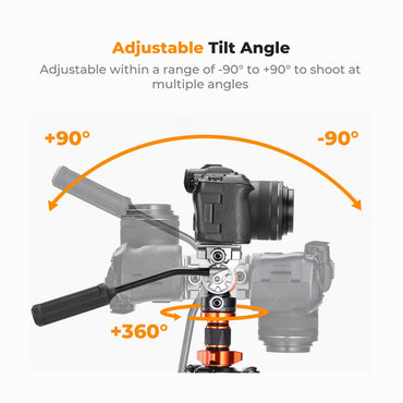 K&F Concept O255C4+FH-03 Carbon Fiber Lightweight Camera Tripod with Hydraulic Video Tripod Head (KF09.158)