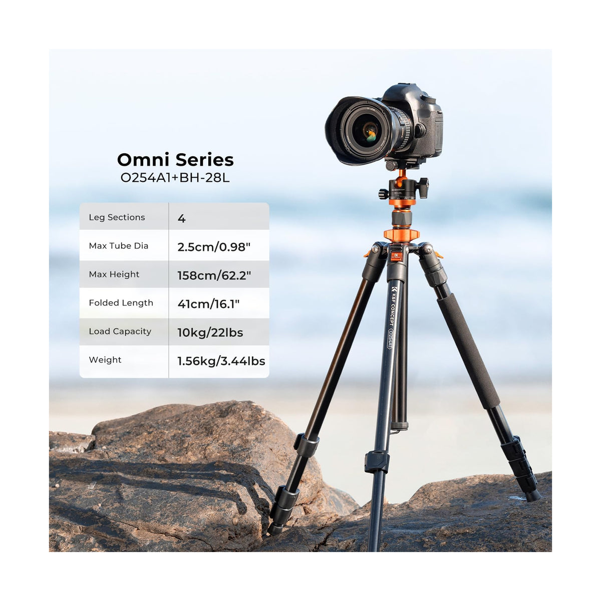 K&F Concept 62″ Aluminium Camera Tripod with Monopod & BH-28L Ball Head-KF09.084V3