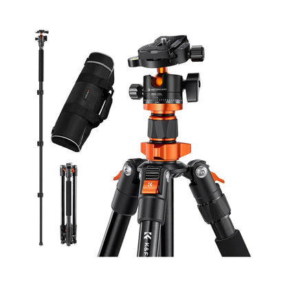 K&F Concept 62″ Aluminium Camera Tripod with Monopod & BH-28L Ball Head-KF09.084V3