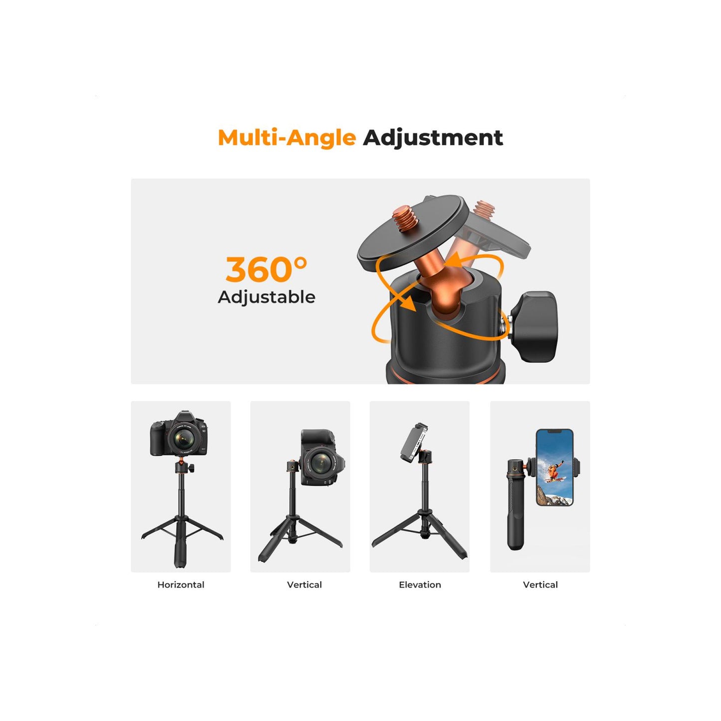K&F Concept MS11 60cm 3-in-1 Selfie Stick & Desktop Tripod with Bluetooth Remote-KF09.135