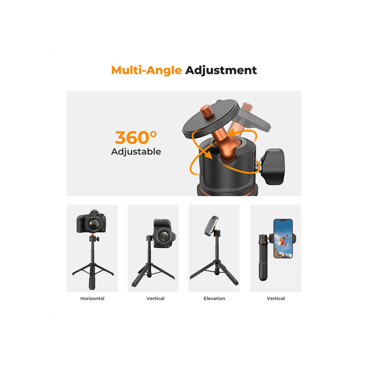 K&F Concept MS11 60cm 3-in-1 Selfie Stick & Desktop Tripod with Bluetooth Remote-KF09.135