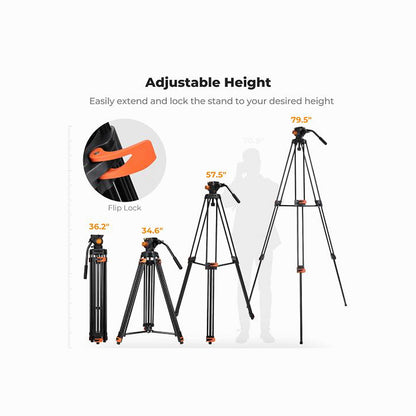 K&F CONCEPT VA3+BV70 Video Tripod -KF09.167