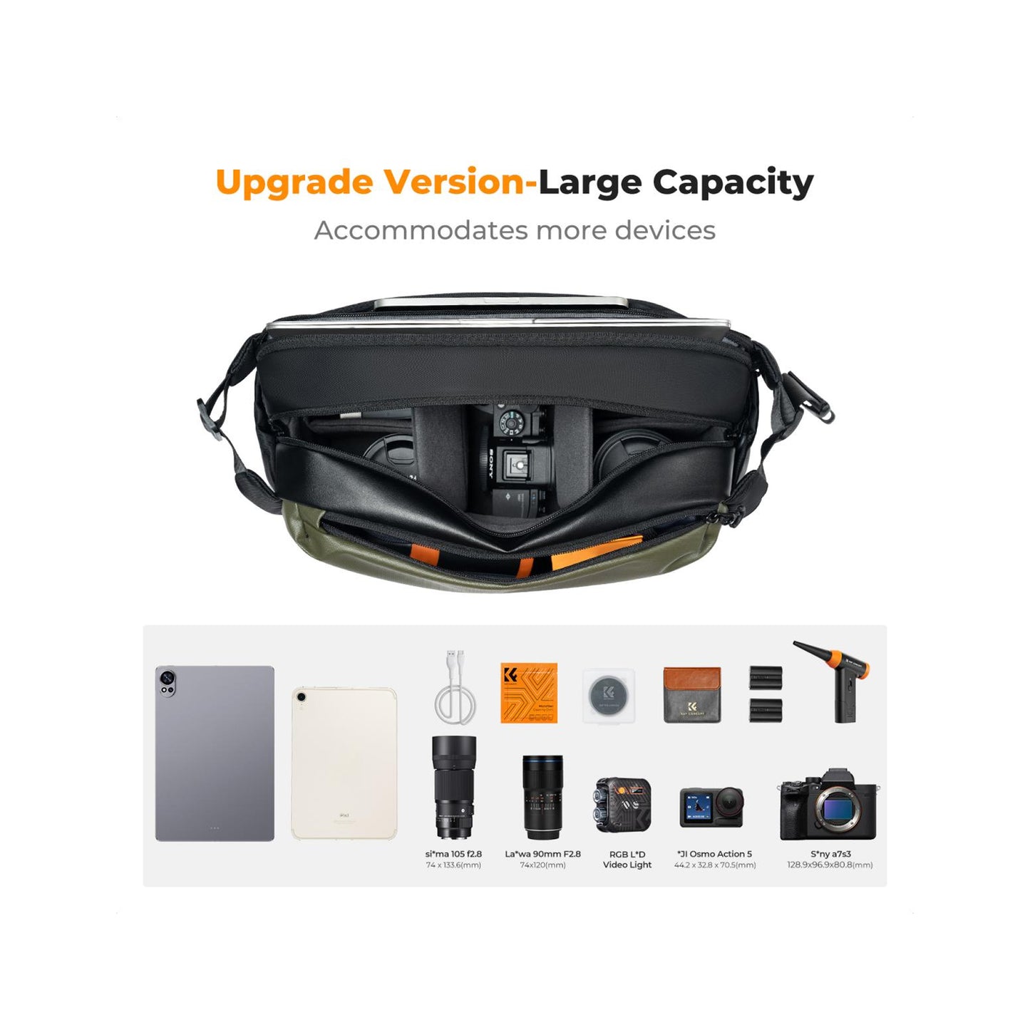 K&F Concept Urban Wander 01 2-in-1 Camera Sling Bag 12L – Green (KF13.177V1)