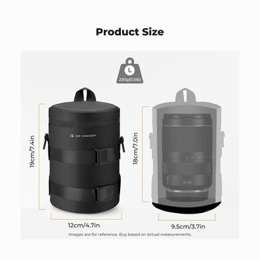 K&F Concept KF13.189 Camera Lens Pouch Case, Waterproof Zipper Lens Protective Bag, Camera Lens Carry Bag Fits Lenses Below 2.7x4.3 (D x H) - S-