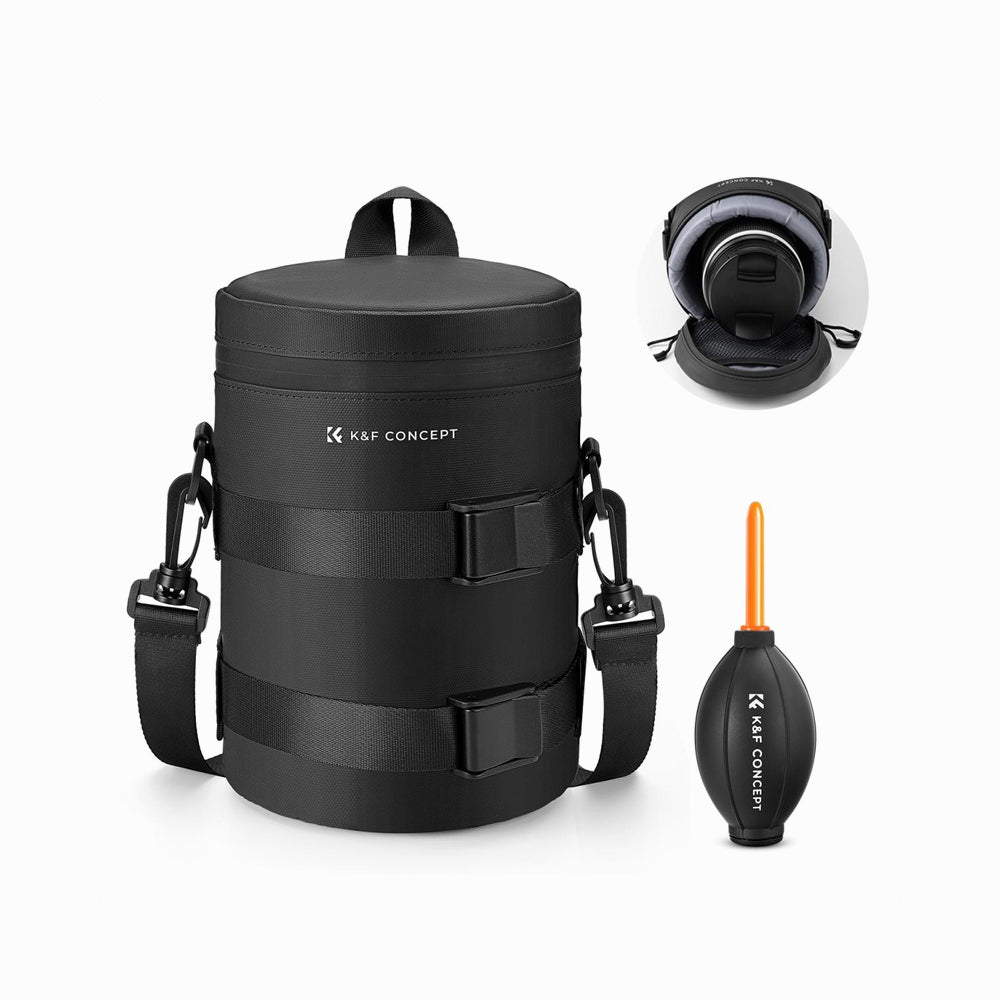 K&F Concept KF13.189 Camera Lens Pouch Case, Waterproof Zipper Lens Protective Bag, Camera Lens Carry Bag Fits Lenses Below 2.7x4.3 (D x H) - S-
