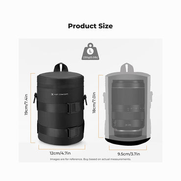 K&F Concept Camera Lens Pouch Case, Waterproof Zipper Lens Protective Bag, Camera Lens Carry Bag Fits Lenses Below 3.14x5.5 (D x H) - M-SKU: KF13.201