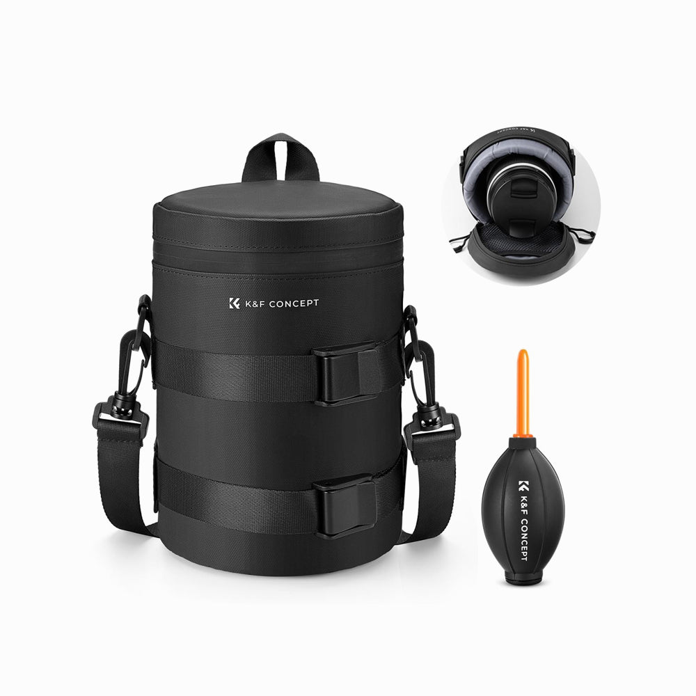 K&F Concept Camera Lens Pouch Case, Waterproof Zipper Lens Protective Bag, Camera Lens Carry Bag Fits Lenses Below 3.14x5.5 (D x H) - M-SKU: KF13.201
