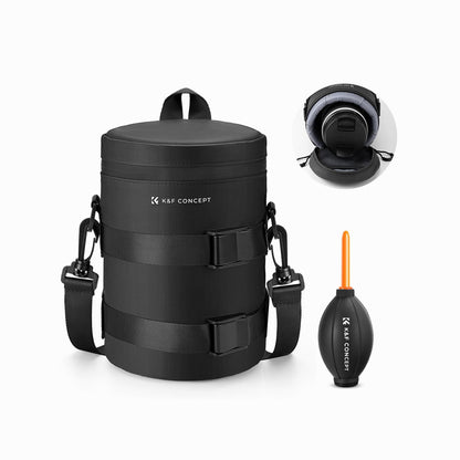 K&F Concept Camera Lens Pouch Case, Waterproof Zipper Lens Protective Bag, Camera Lens Carry Bag Fits Lenses Below 3.14x5.5 (D x H) - M-SKU: KF13.201