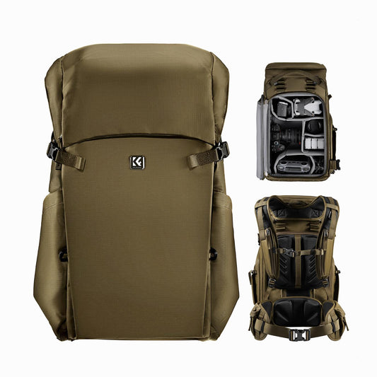 K&F Concept 30L Camera Backpack Adjustable Straps – Fits 15" Laptop, Camera Gear Gold Color (KF13.206)