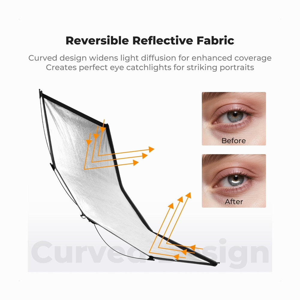 K&F CONCEPT 120x65CM Quick-Release Curved Reflector-Two Moves to Soft Light (KF18.0017)