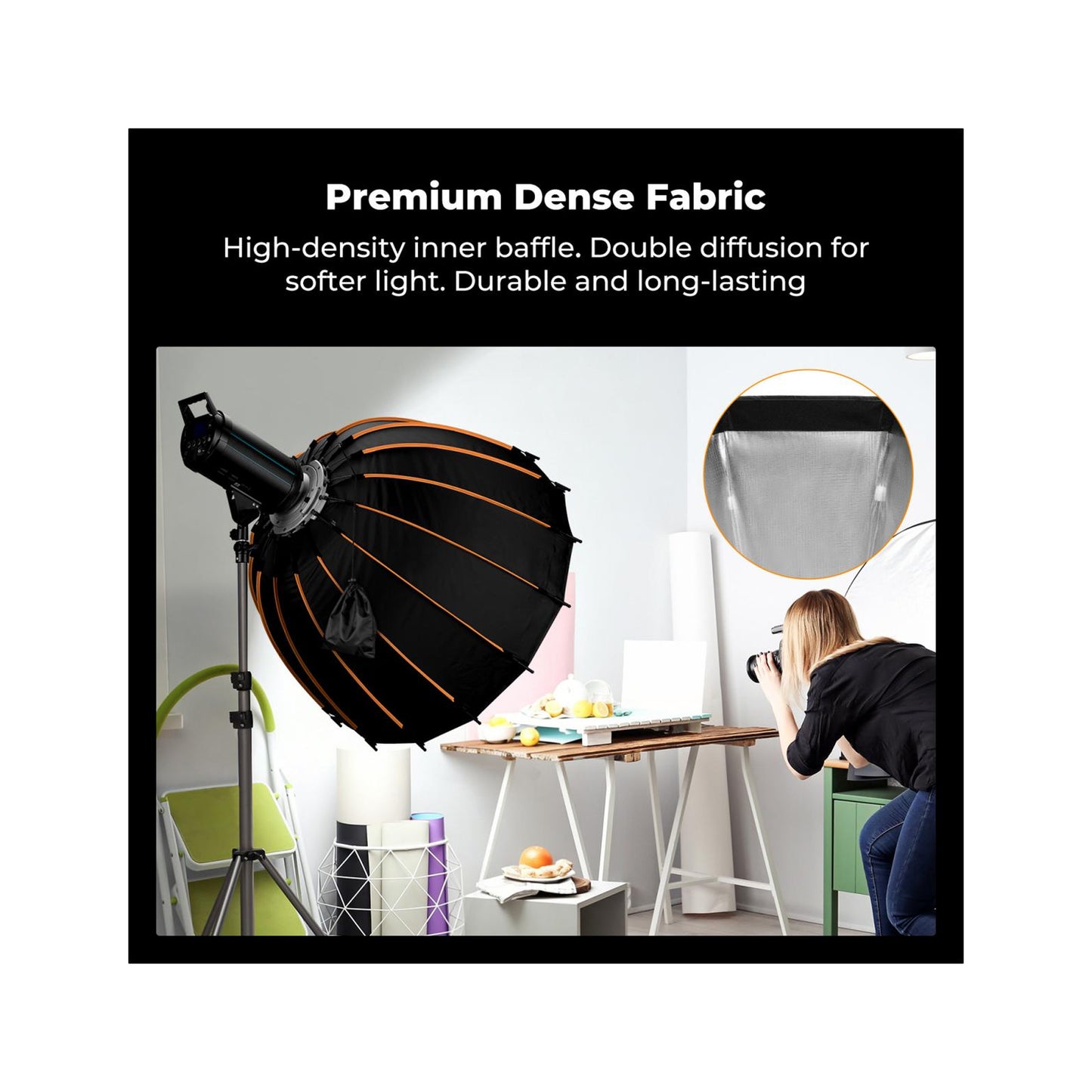 K&F Concept 60cm Quick-Release Bowens Mount Softbox with Grid-KF18.0019