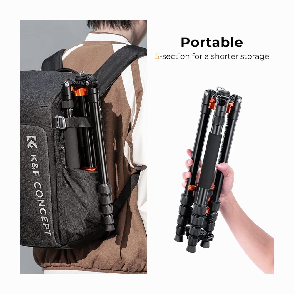 K&F Concept T255A4+BH-32L Camera Aluminum Tripod with Ball Head & Detachable Monopod((Red)KF09.085V4