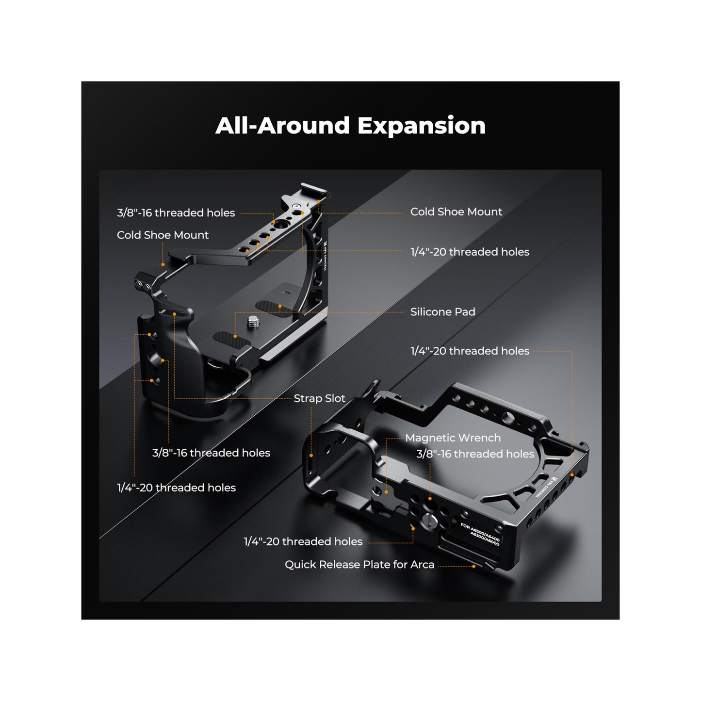 K&F Concept Full Camera Cage for Sony Alpha A6500/A6400/A6300/A6000 – KF31.245
