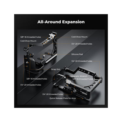 K&F Concept Full Camera Cage for Sony Alpha A6500/A6400/A6300/A6000 – KF31.245