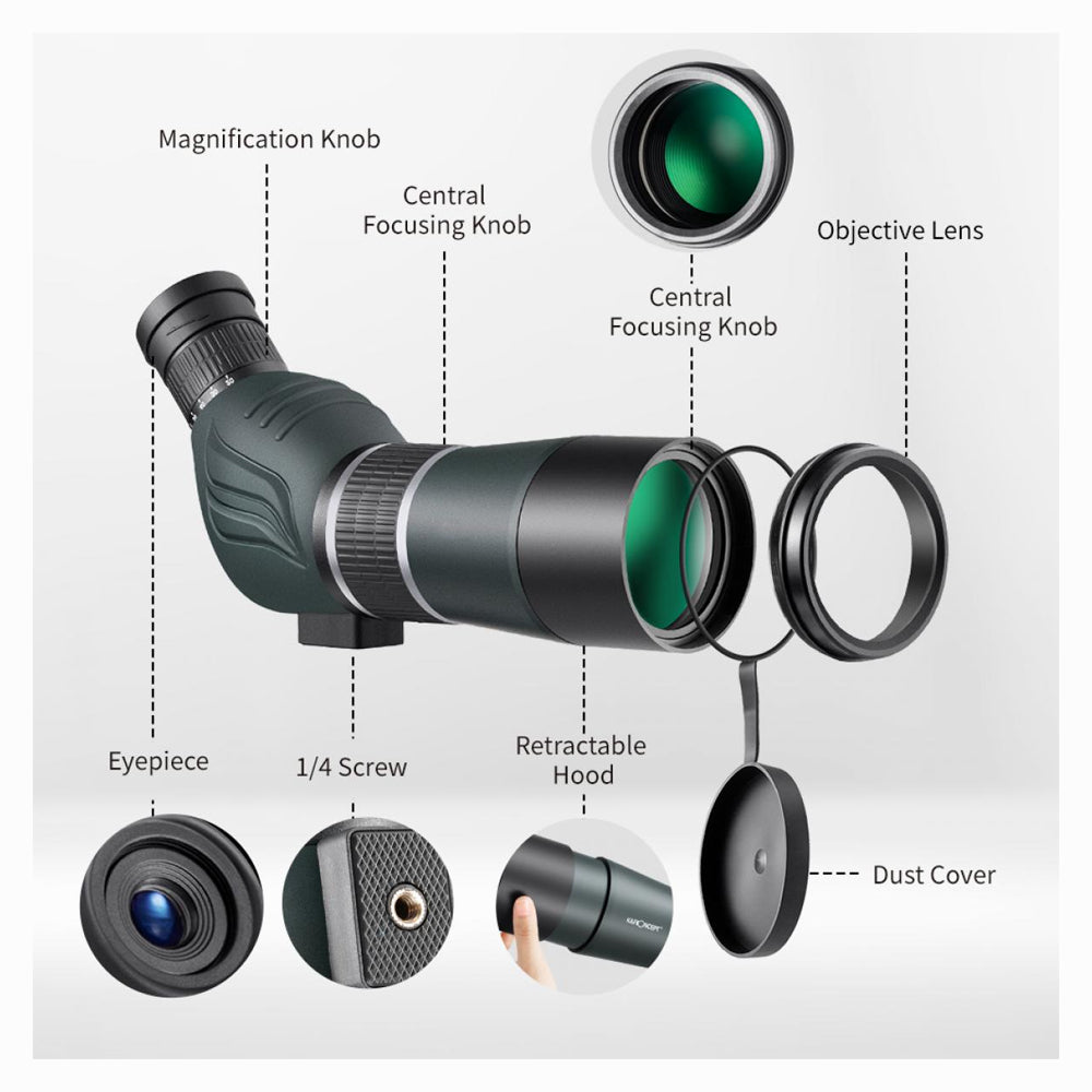 K&F Concept 20-60x60 Spotting Scopes for Target Shooting, Waterproof Spotter Scope with Tripod & Phone Adapter, 131-66ft/1000yds BAK4 45°Angled Eyepiece Range Scope for Bird Watching Wildlife Hunting(