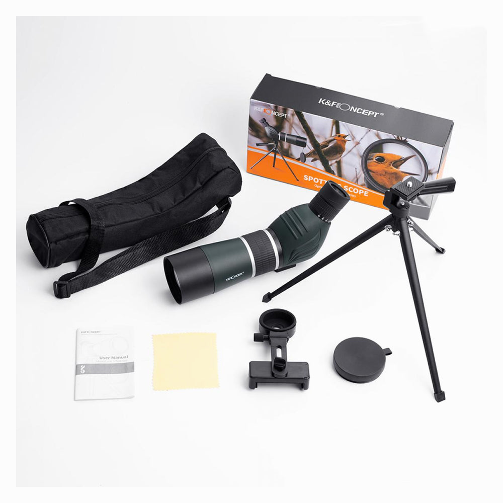 K&F Concept 20-60x60 Spotting Scopes for Target Shooting, Waterproof Spotter Scope with Tripod & Phone Adapter, 131-66ft/1000yds BAK4 45°Angled Eyepiece Range Scope for Bird Watching Wildlife Hunting(