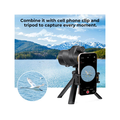 K&F Concept Monocular Telescope 12X50 Outdoor Telescope Hunting, HD Monocular for Adults with Phone Holder and Tripod (KF33.086)