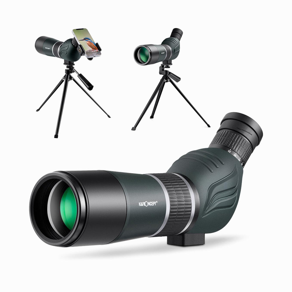K&F Concept 20-60x60 Spotting Scopes for Target Shooting, Waterproof Spotter Scope with Tripod & Phone Adapter, 131-66ft/1000yds BAK4 45°Angled Eyepiece Range Scope for Bird Watching Wildlife Hunting(