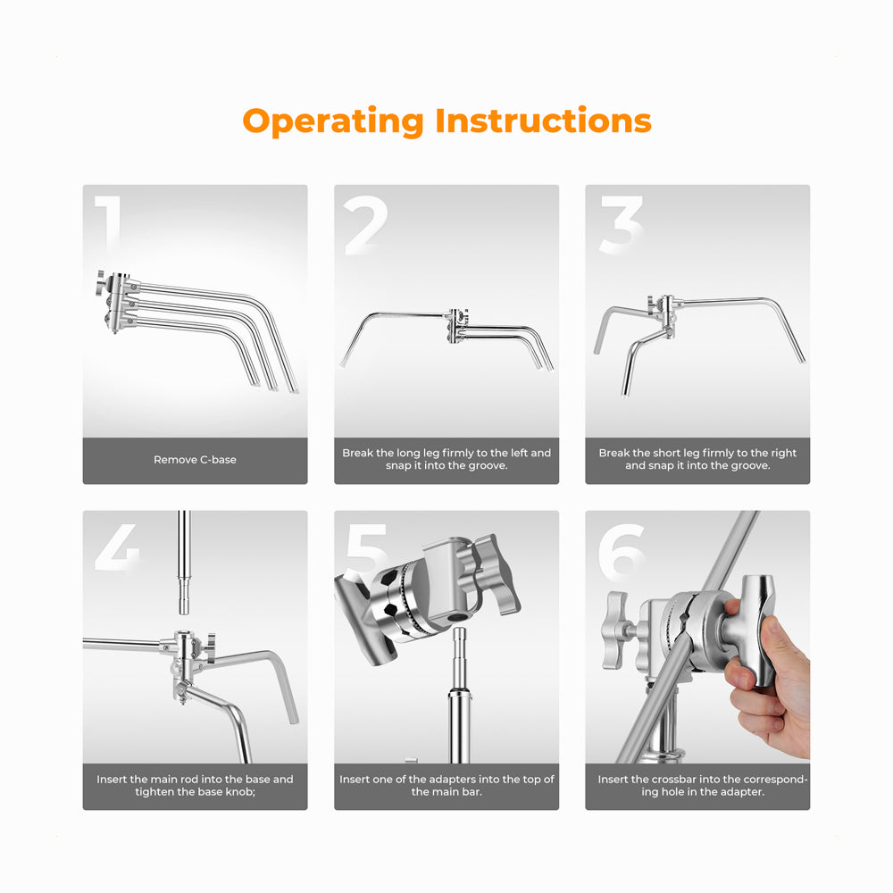 K&F Concept Stainless-Steel Heavy-Duty C Stand with Boom Arm -KF34.037