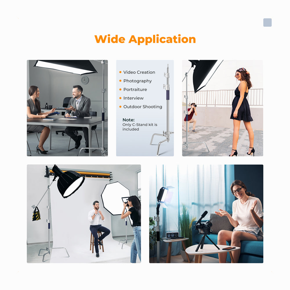 K&F Concept Stainless-Steel Heavy-Duty C Stand with Boom Arm -KF34.037