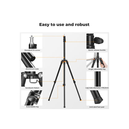 K&F Concept 200cm Extendable Photography Light Stands – 2-Pack (KF34.038S1)