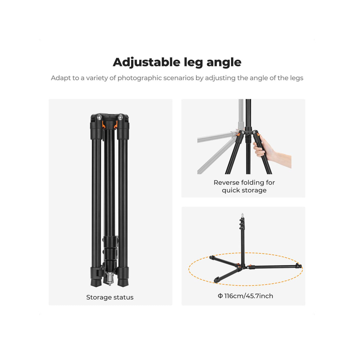 K&F Concept 200cm Extendable Photography Light Stands – 2-Pack (KF34.038S1)