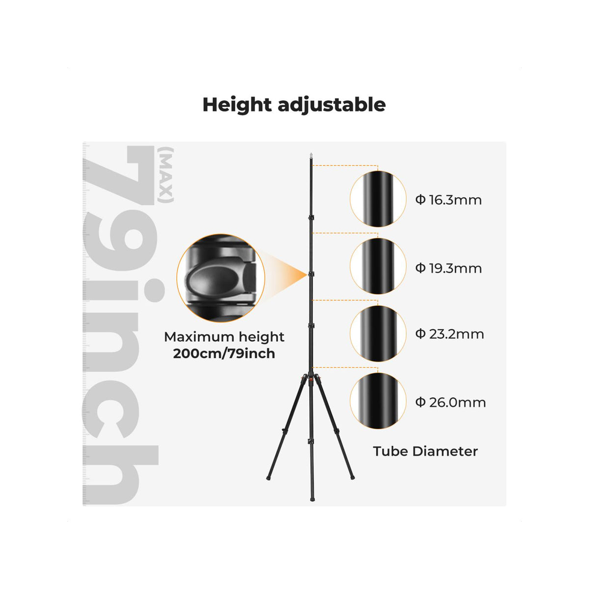 K&F Concept 200cm Extendable Photography Light Stands – 2-Pack (KF34.038S1)