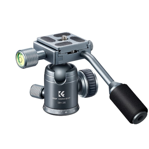 K&F CONCEPT BH-26 GREY Metal Tripod Ball Head with Handle(KF31.049V1)