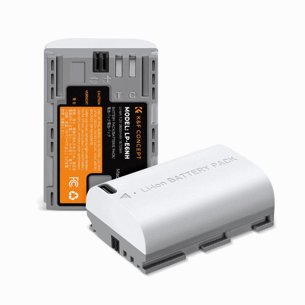 K&F CONCEPT LP-E6NH Battery with 2600mAh Capacity and Type-C Fast Charging for Canon CAMERA(KF28.0033)