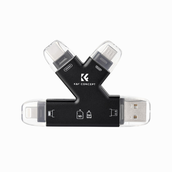 K&F CONCEPT SD Card Reader for iPhone/iPad/Android/Mac/Computer/Camera, 4 in 1 Micro SD Card Reader (KF42.0006)