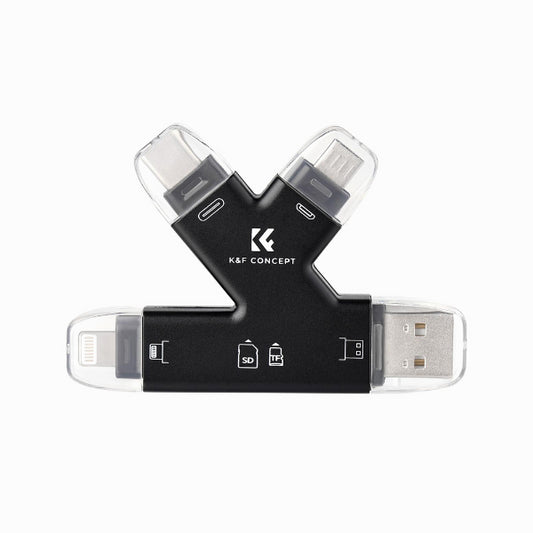 K&F CONCEPT SD Card Reader for iPhone/iPad/Android/Mac/Computer/Camera, 4 in 1 Micro SD Card Reader(KF42.0006)