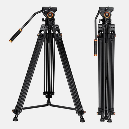 K&F Concept VA18 + VH081 Aluminum Alloy K&F Camera Video Tripod with Panorama Fluid Hydraulic Billhead (KF09.121)