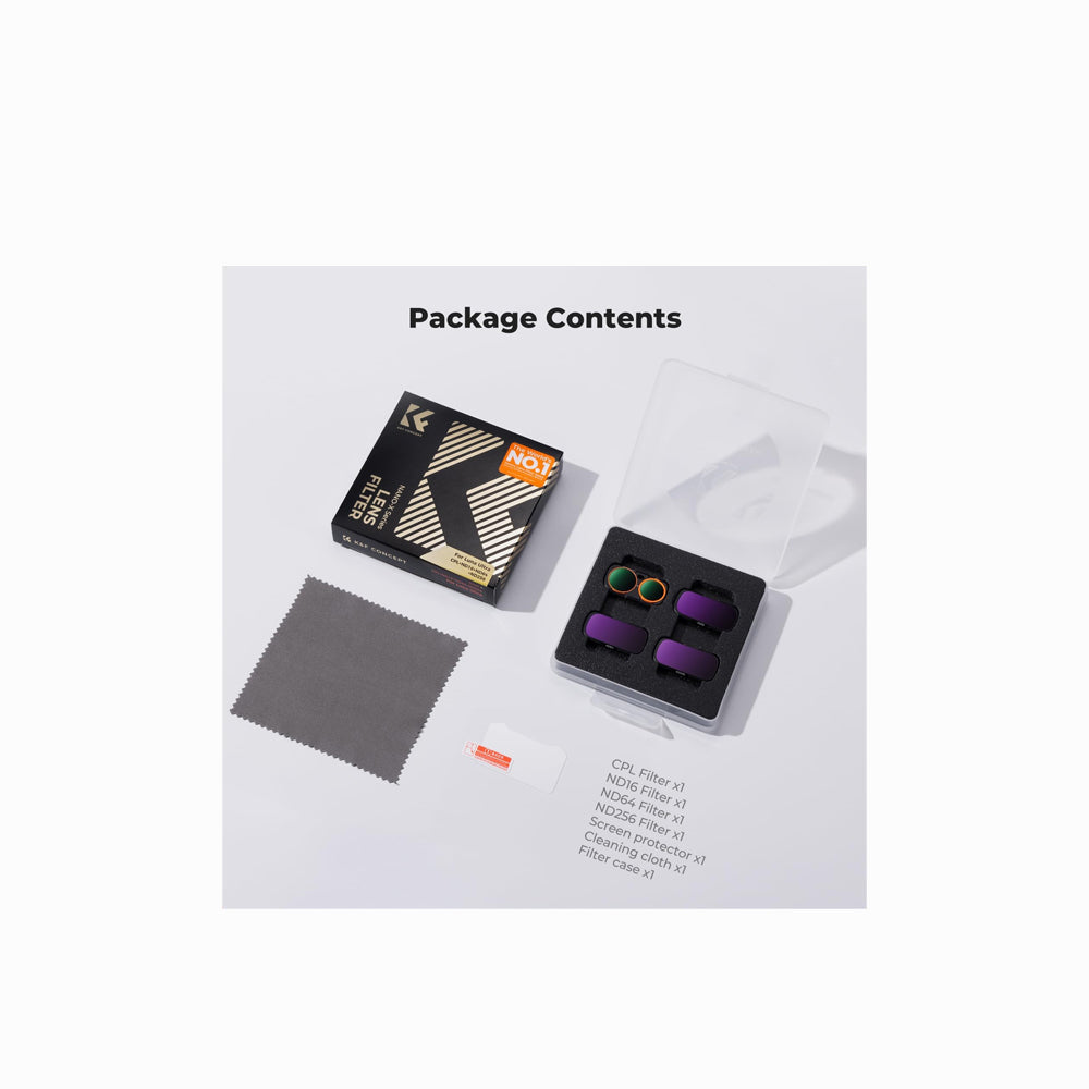 K&F CONCEPT CPL + ND16 + ND64 + ND256 Filter Kit Compatible with Insta360 Luna Ultra, (4, 6 and 8-Stop Neutral Density + Polarising) Magnetic Mount, Ultra-Slim, Stowable –KF0103.9901.0050