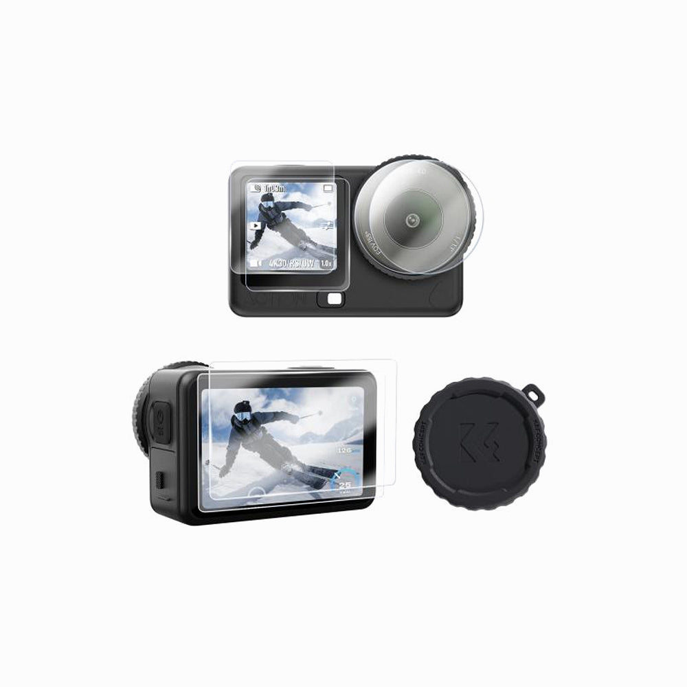 K&F CONCEPT Screen Protector for DJI OSMO Action 6 Camera + Lens cap Cover 0.3mm 9H Hardness Tempered Glass Protector, Anti-Scrach Anti-Bubble(2-pack  KF12.0045S1