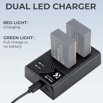 K&F CONCEPT LP-E17 Battery Charger, Dual Slot Quick Charger for Canon-KF28.0008