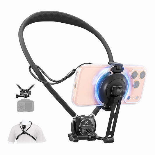 K&F CONCEPT Neck Phone Holder, 2-in-1 Magnetic & Clip-on Phone Neck Holder-KF15.0016