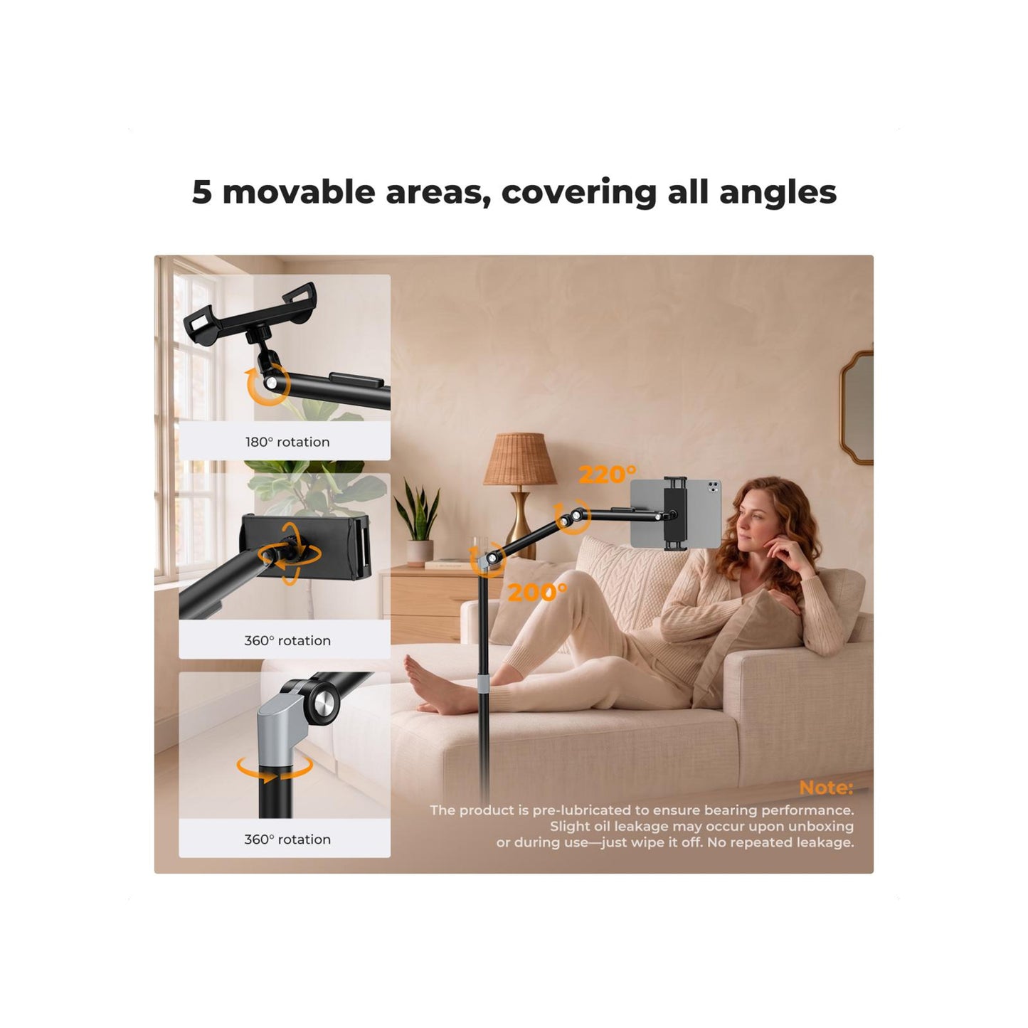 K&F CONCEPT Floor Tablet Stand and Phone Holder with 2.89kg Weighted Base-KF15.0038