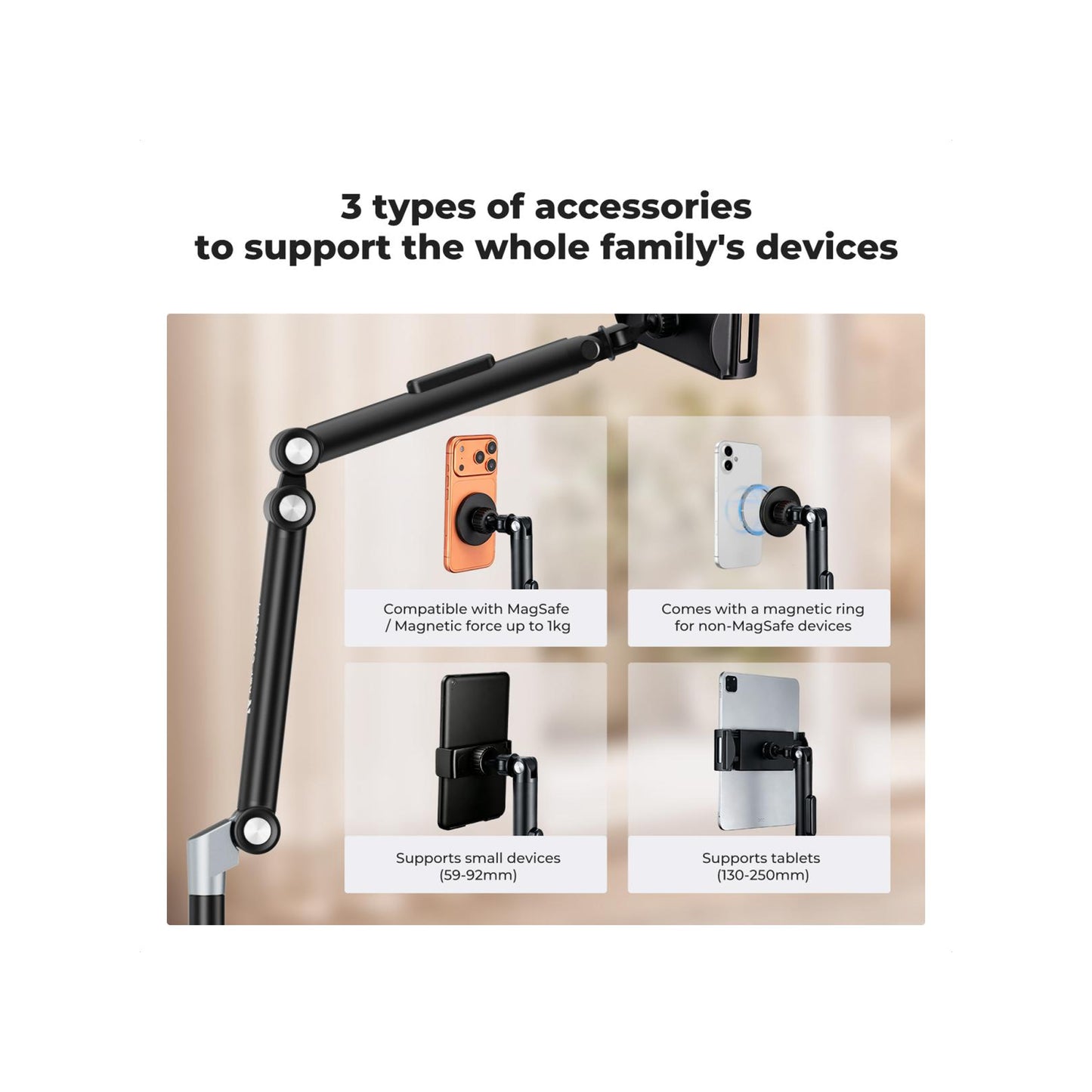 K&F CONCEPT Floor Tablet Stand and Phone Holder with 2.89kg Weighted Base-KF15.0038